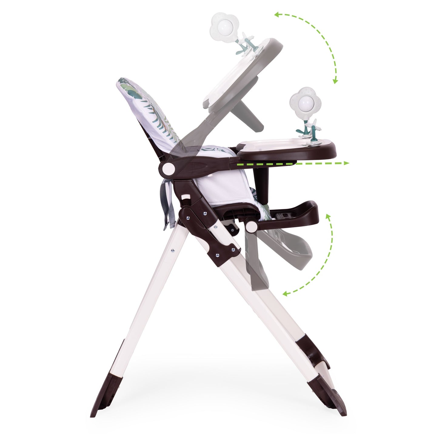 Folding High Chair with Toys, Adjustable Tray & Safety Harness