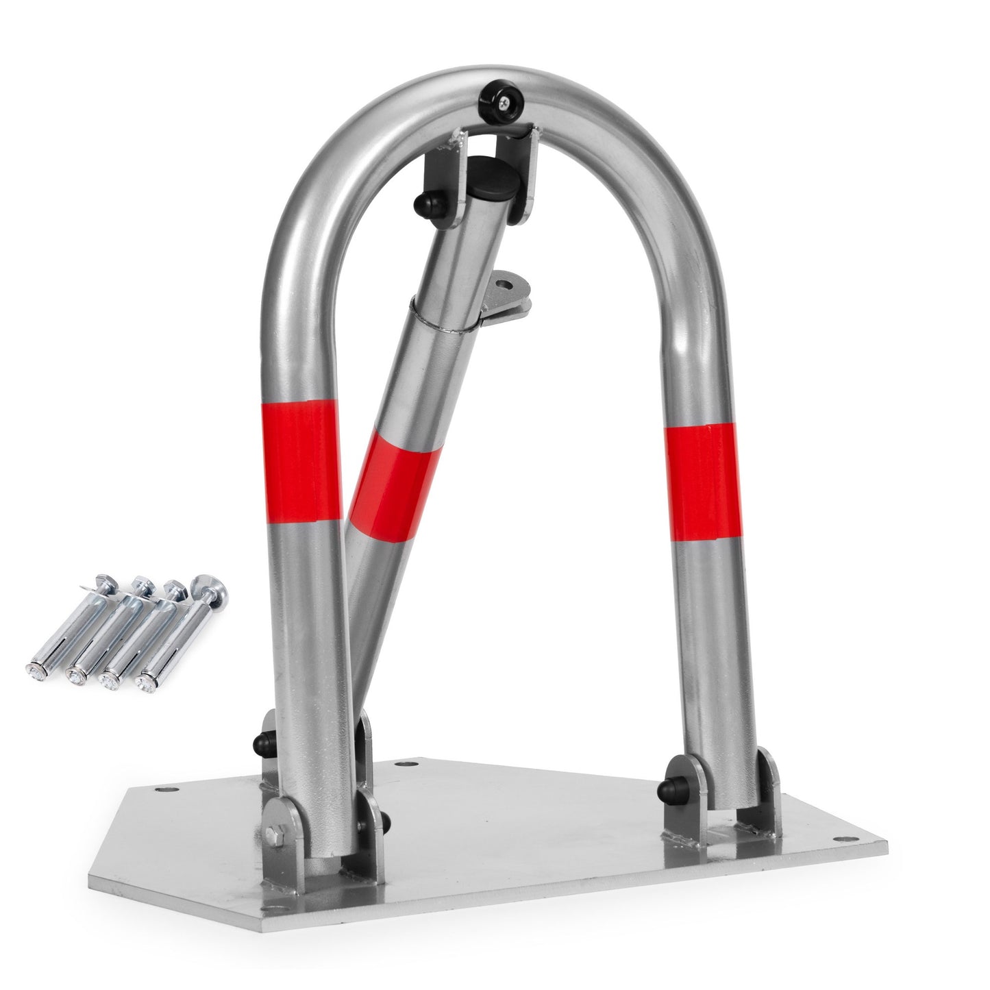 Folding Iron Parking Lock with Padlock, Reflective Stripes