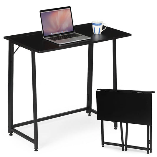 Folding Laptop Desk, 80x45 cm, Black MDF, Space-Saving