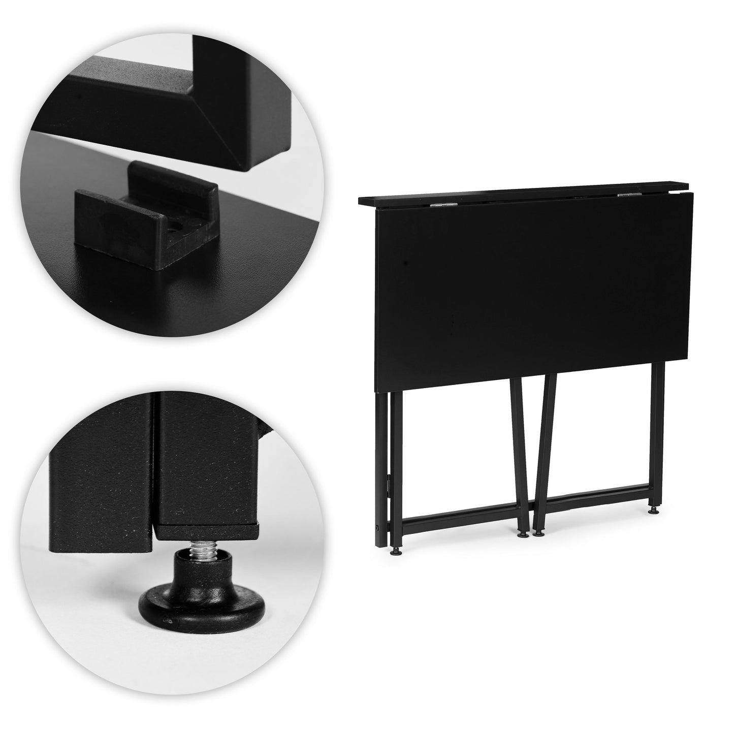Folding Laptop Desk, 80x45 cm, Black MDF, Space-Saving