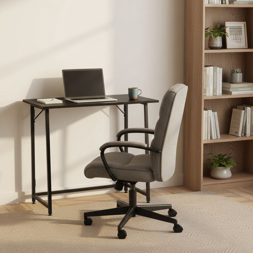 Folding Laptop Desk, 80x45 cm, Black MDF, Space-Saving