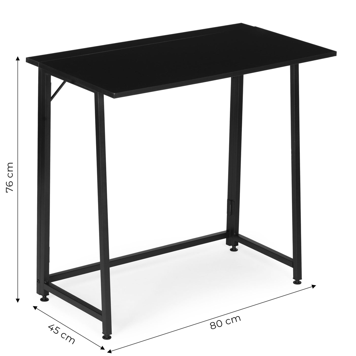 Folding Laptop Desk, 80x45 cm, Black MDF, Space-Saving