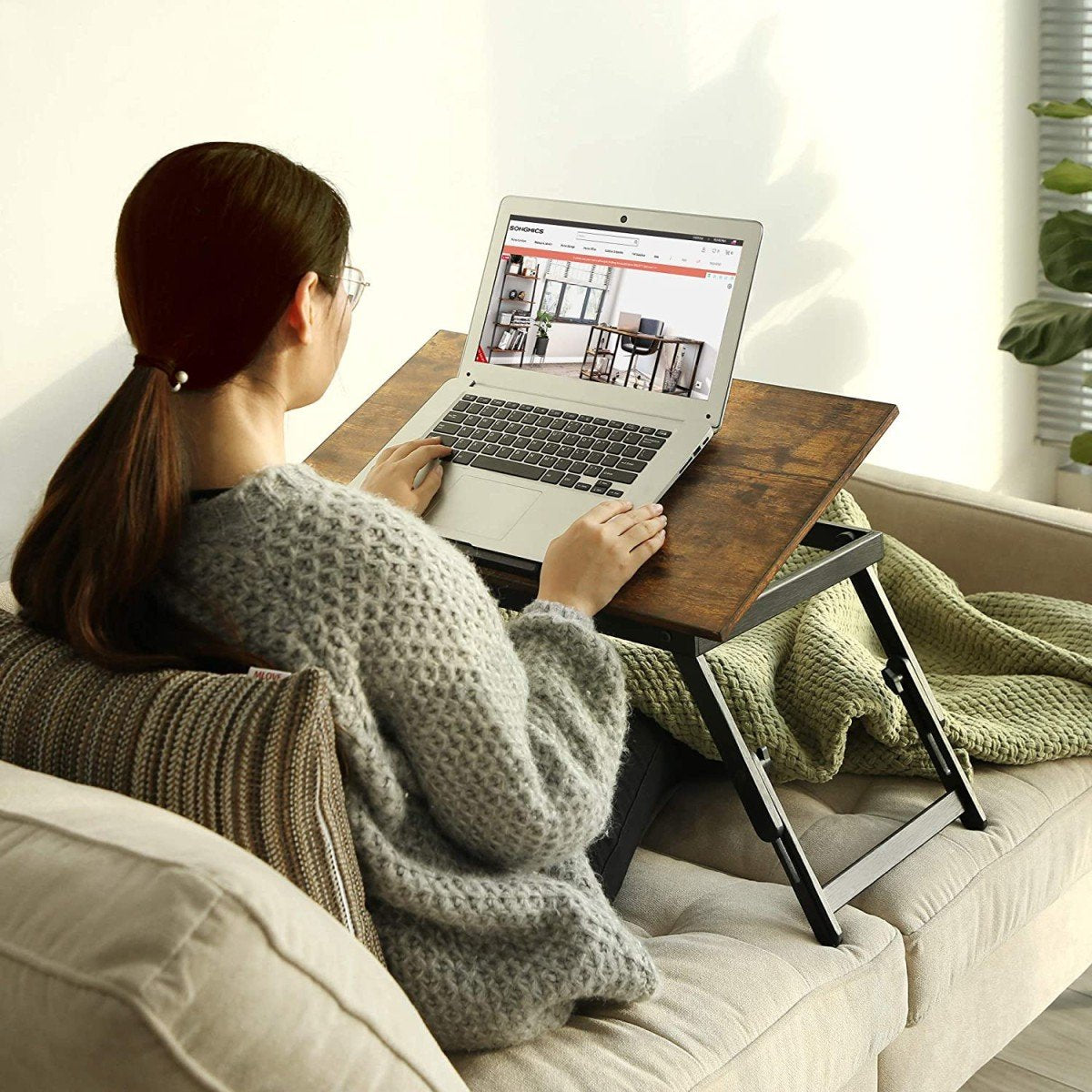 Folding Laptop Stand 60x35 cm – Rustic Bed Table