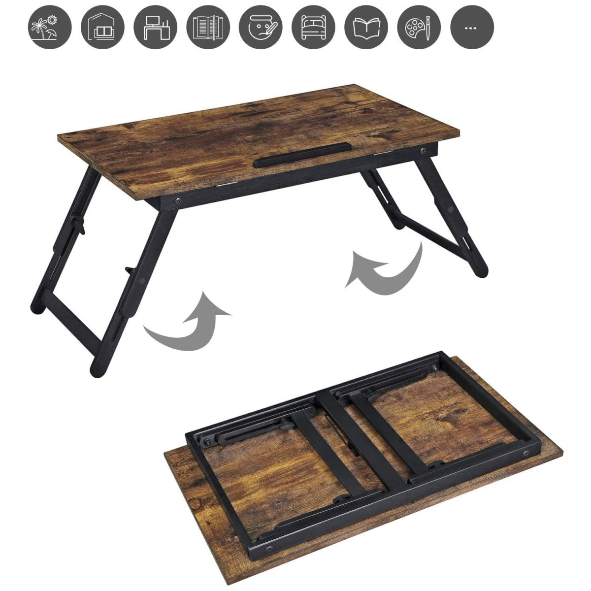 Folding Laptop Stand 60x35 cm – Rustic Bed Table