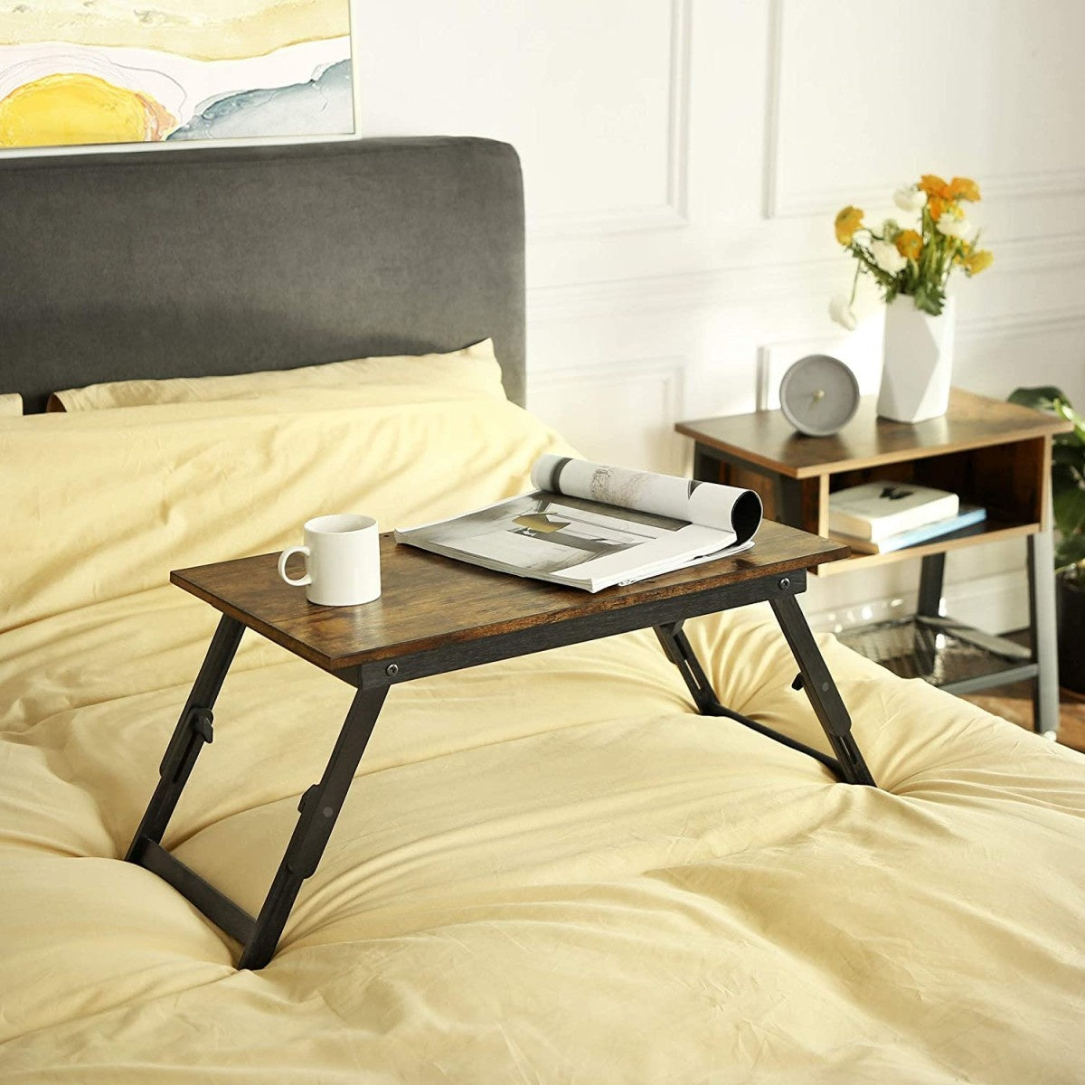 Folding Laptop Stand 60x35 cm – Rustic Bed Table