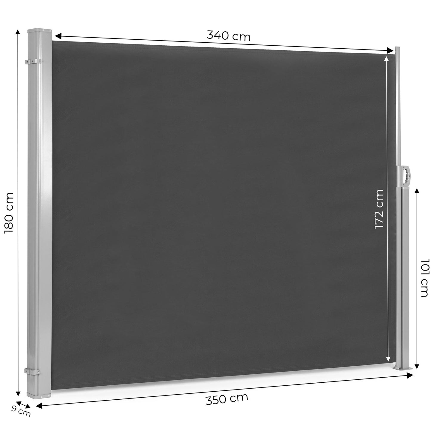 Folding Side Awning 350x180 cm Privacy Screen for Garden or Terrace Anthracite MultiGarden