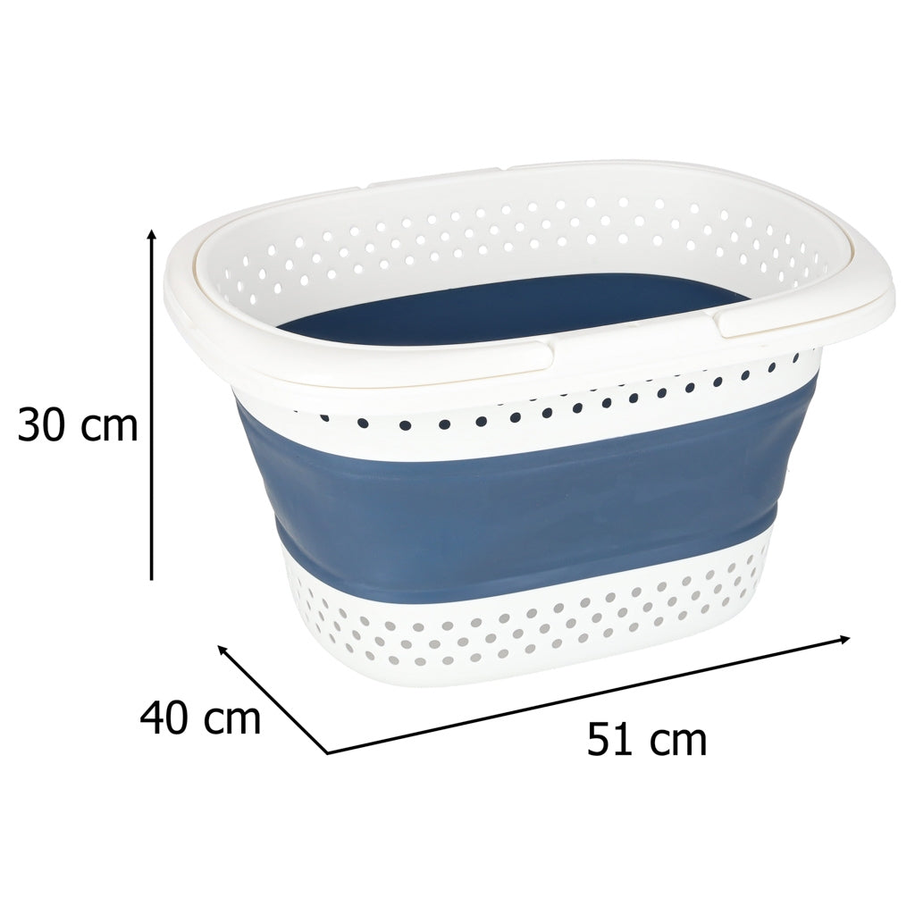 Folding Silicone Laundry Basket, 32L Capacity