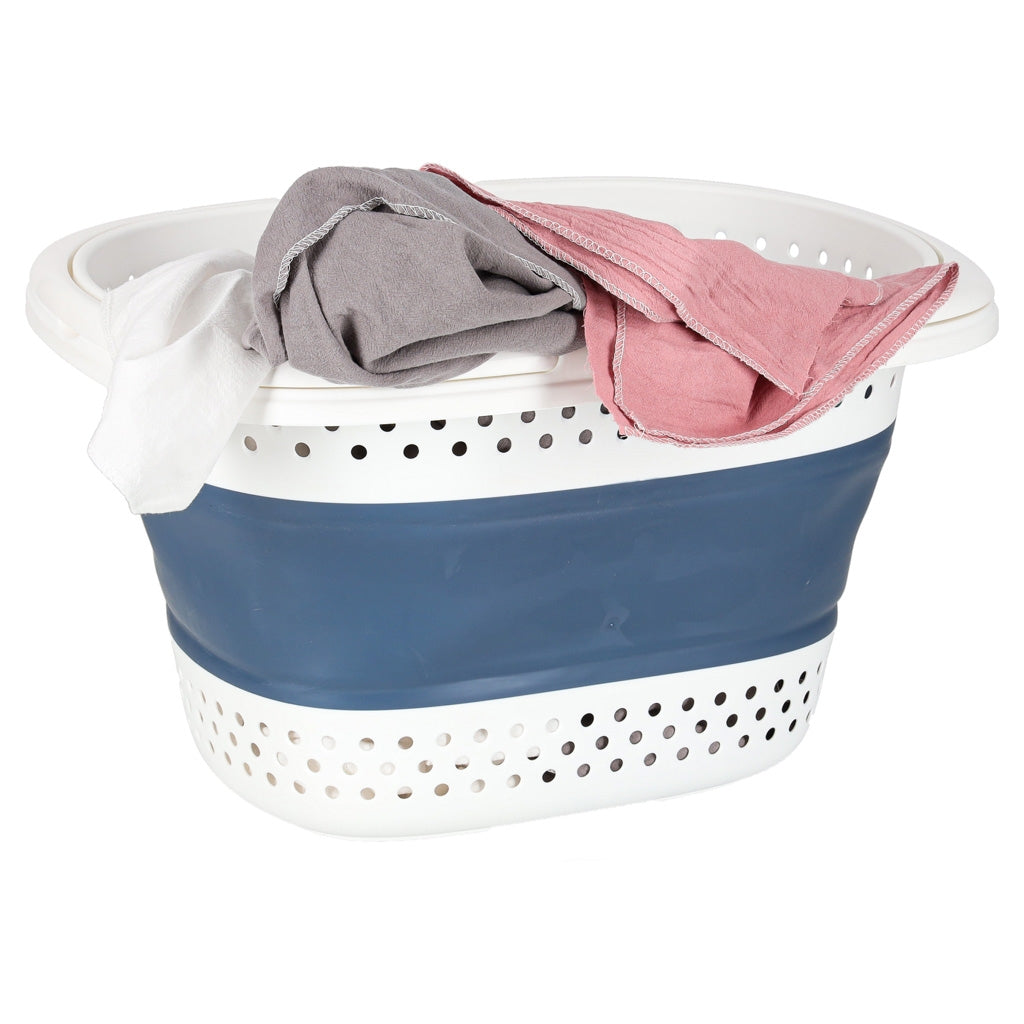 Folding Silicone Laundry Basket, 32L Capacity