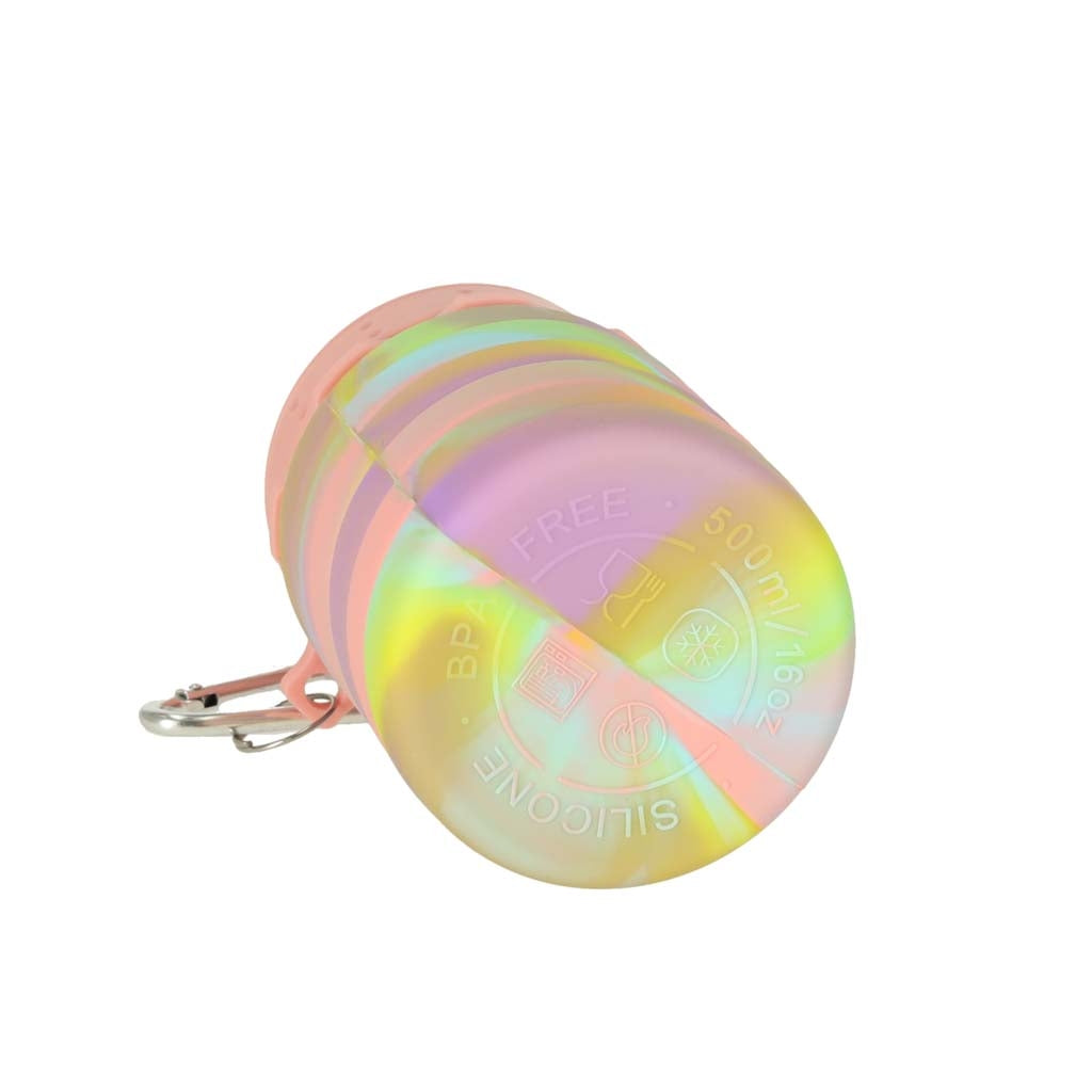 Folding Silicone Sports Water Bottle, 500ml, Rainbow