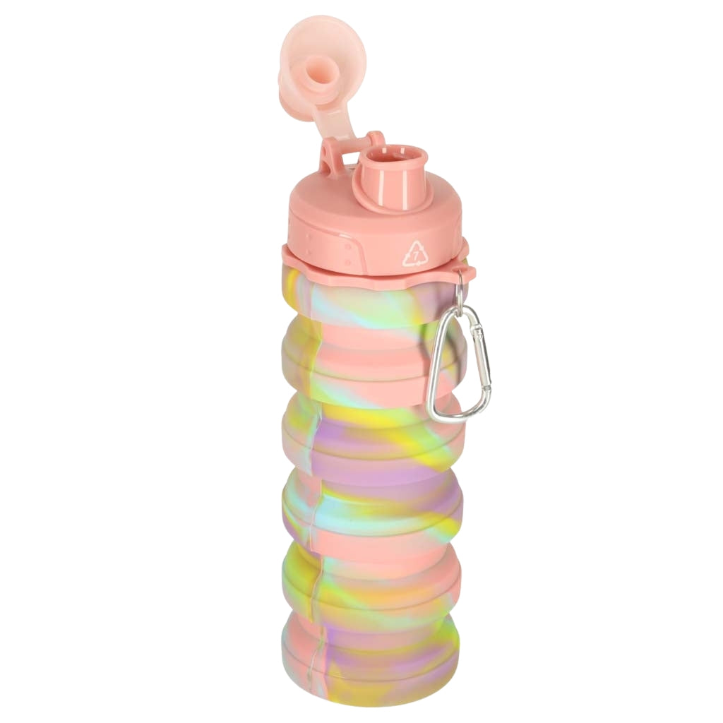 Folding Silicone Sports Water Bottle, 500ml, Rainbow