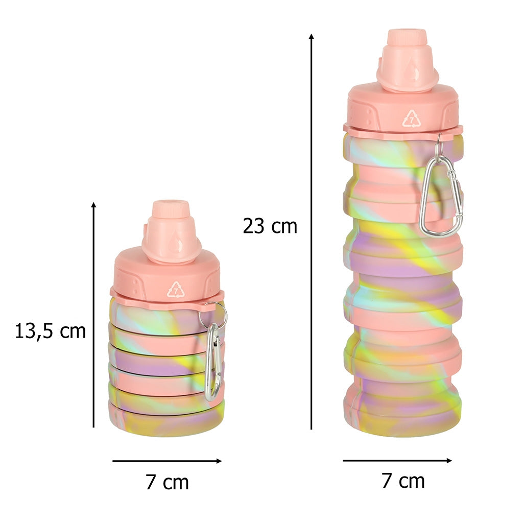 Folding Silicone Sports Water Bottle, 500ml, Rainbow