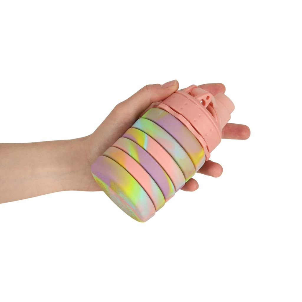 Folding Silicone Sports Water Bottle, 500ml, Rainbow