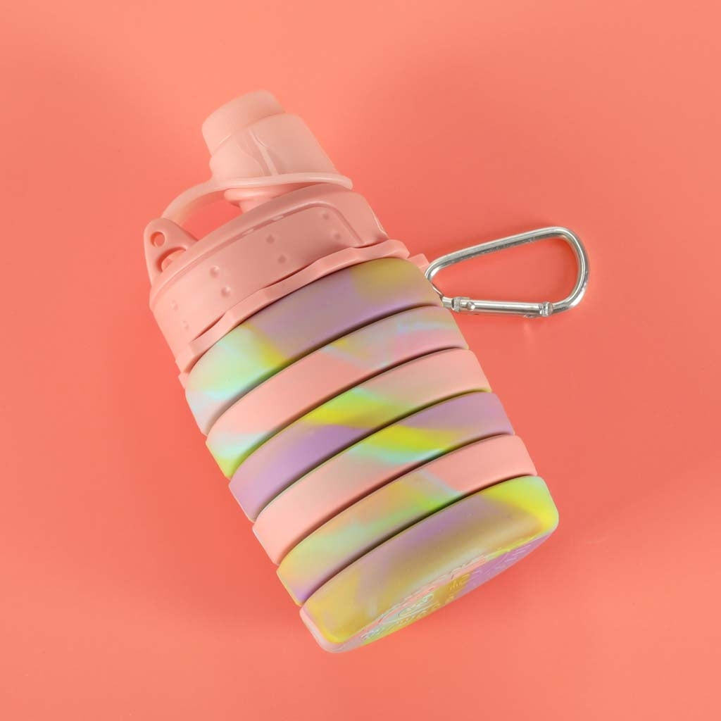 Folding Silicone Sports Water Bottle, 500ml, Rainbow