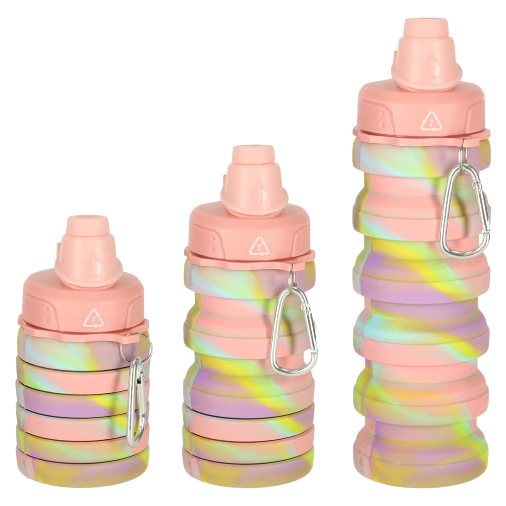Folding Silicone Sports Water Bottle, 500ml, Rainbow