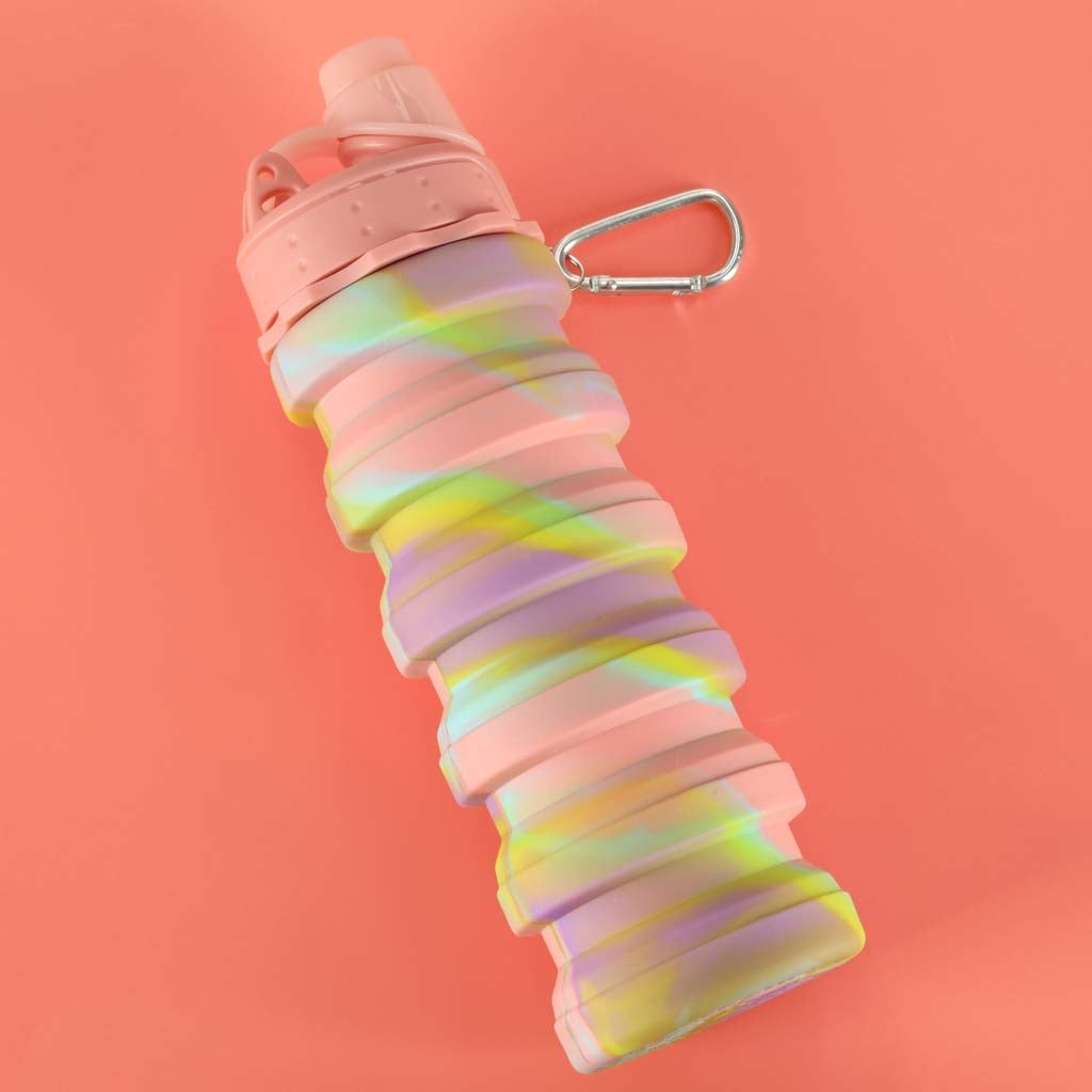Folding Silicone Sports Water Bottle, 500ml, Rainbow