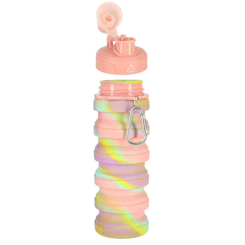 Folding Silicone Sports Water Bottle, 500ml, Rainbow