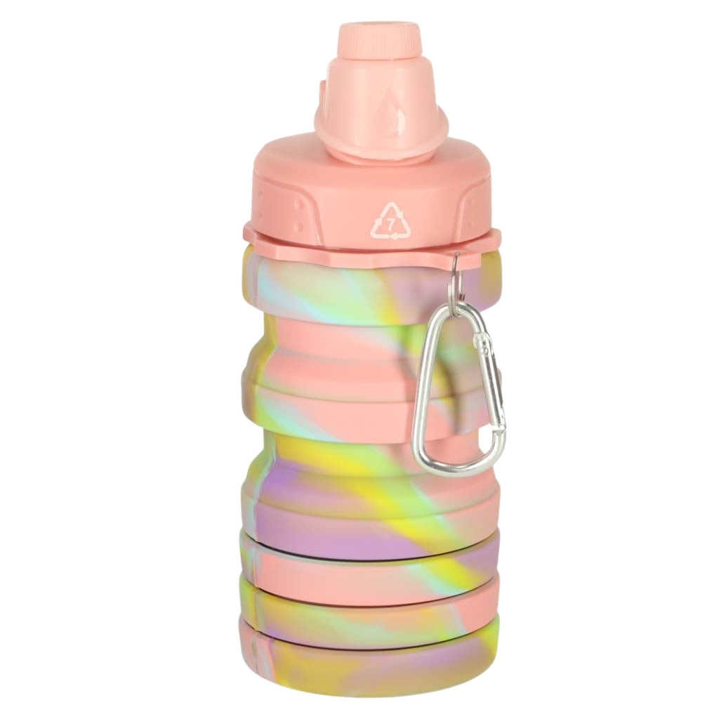 Folding Silicone Sports Water Bottle, 500ml, Rainbow