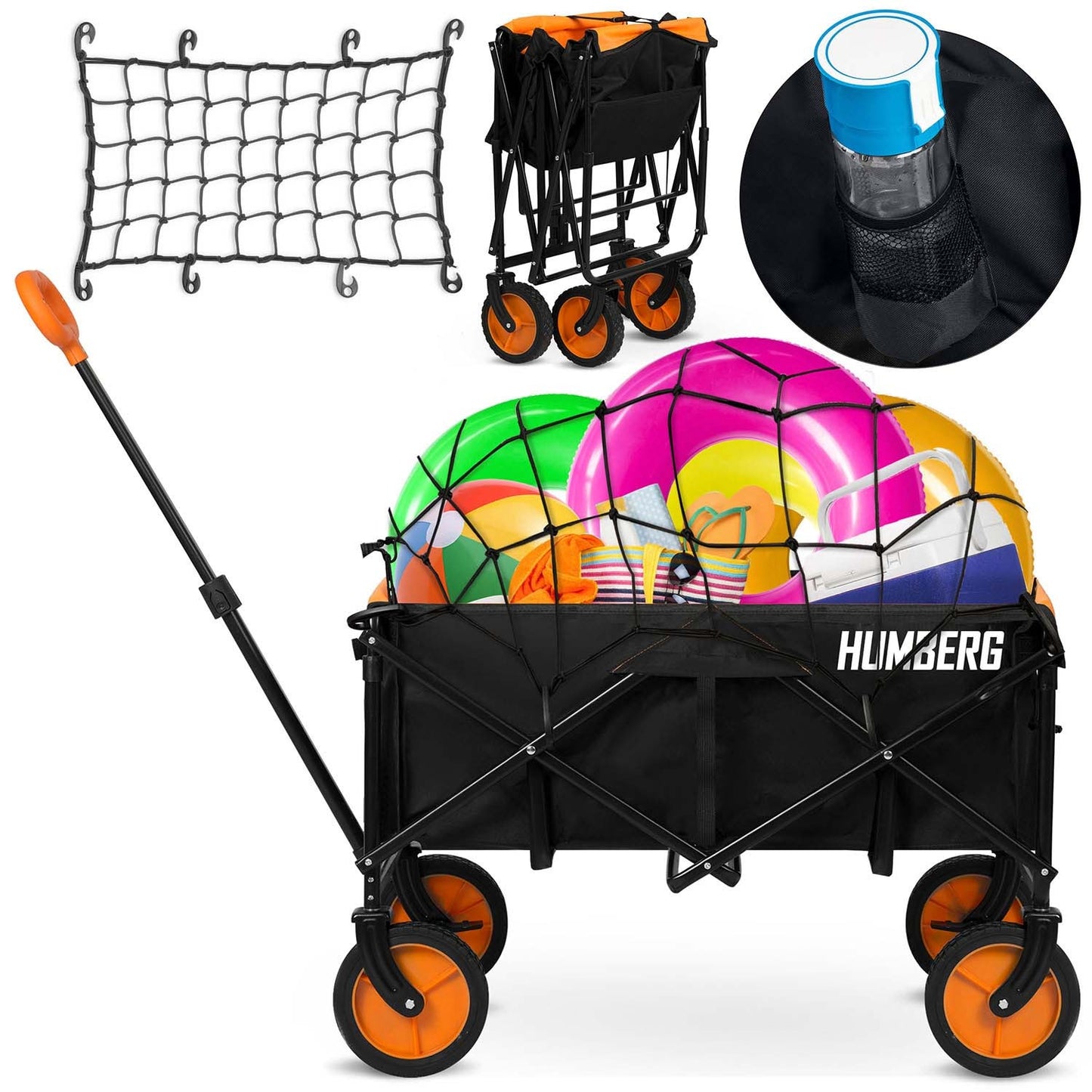 Folding Transport Cart with Mesh, 100L Capacity