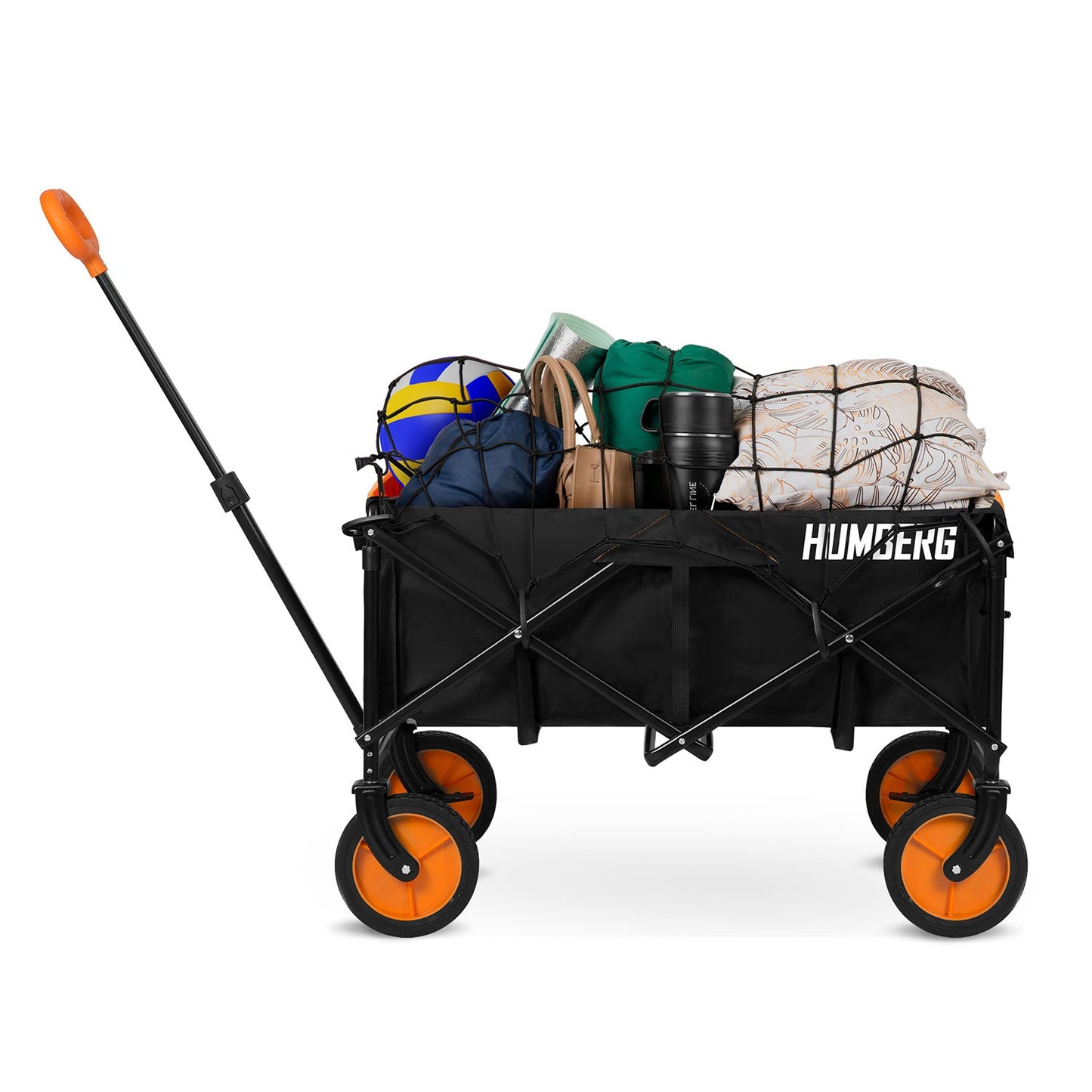 Folding Transport Cart with Mesh, 100L Capacity