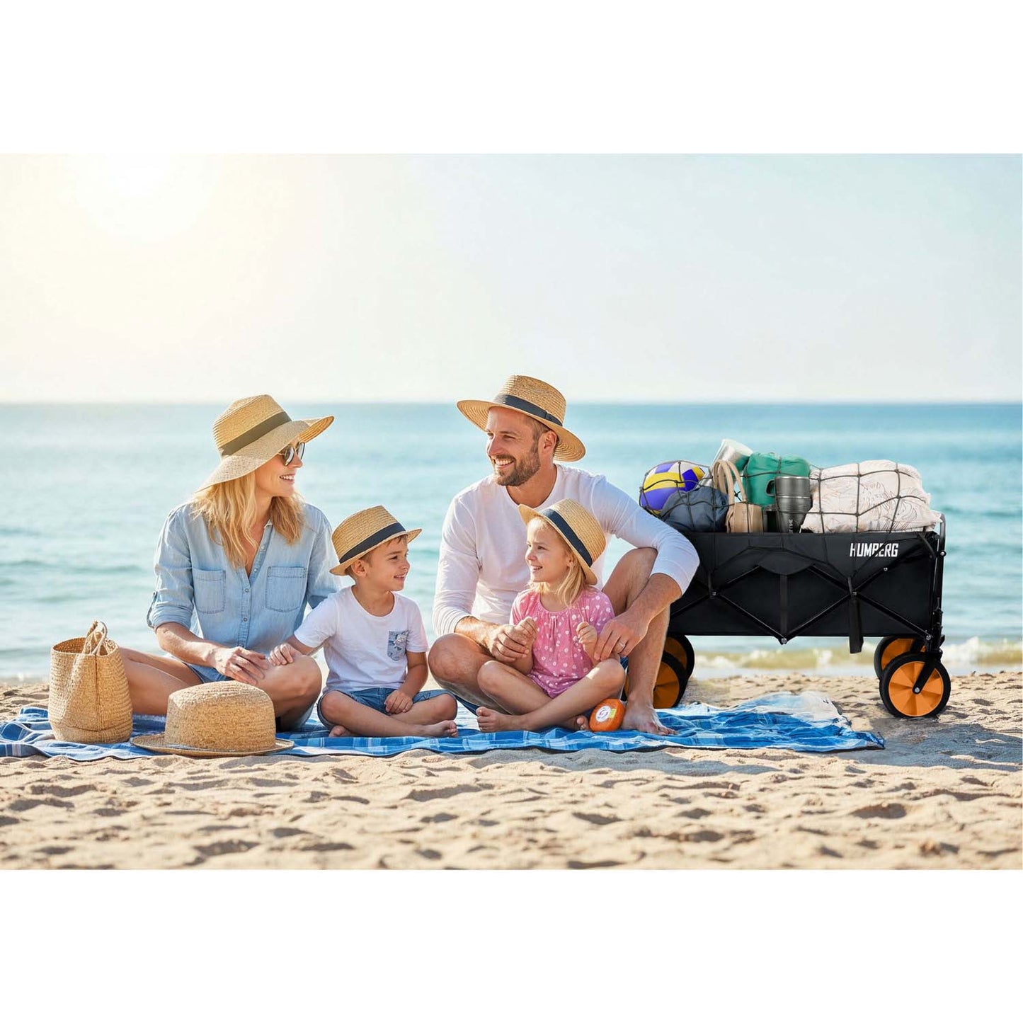 Folding Transport Cart with Mesh, 100L Capacity