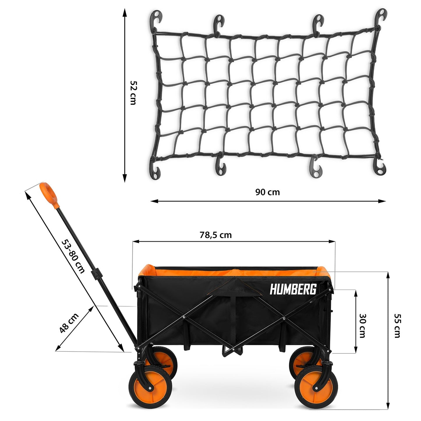 Folding Transport Cart with Mesh, 100L Capacity