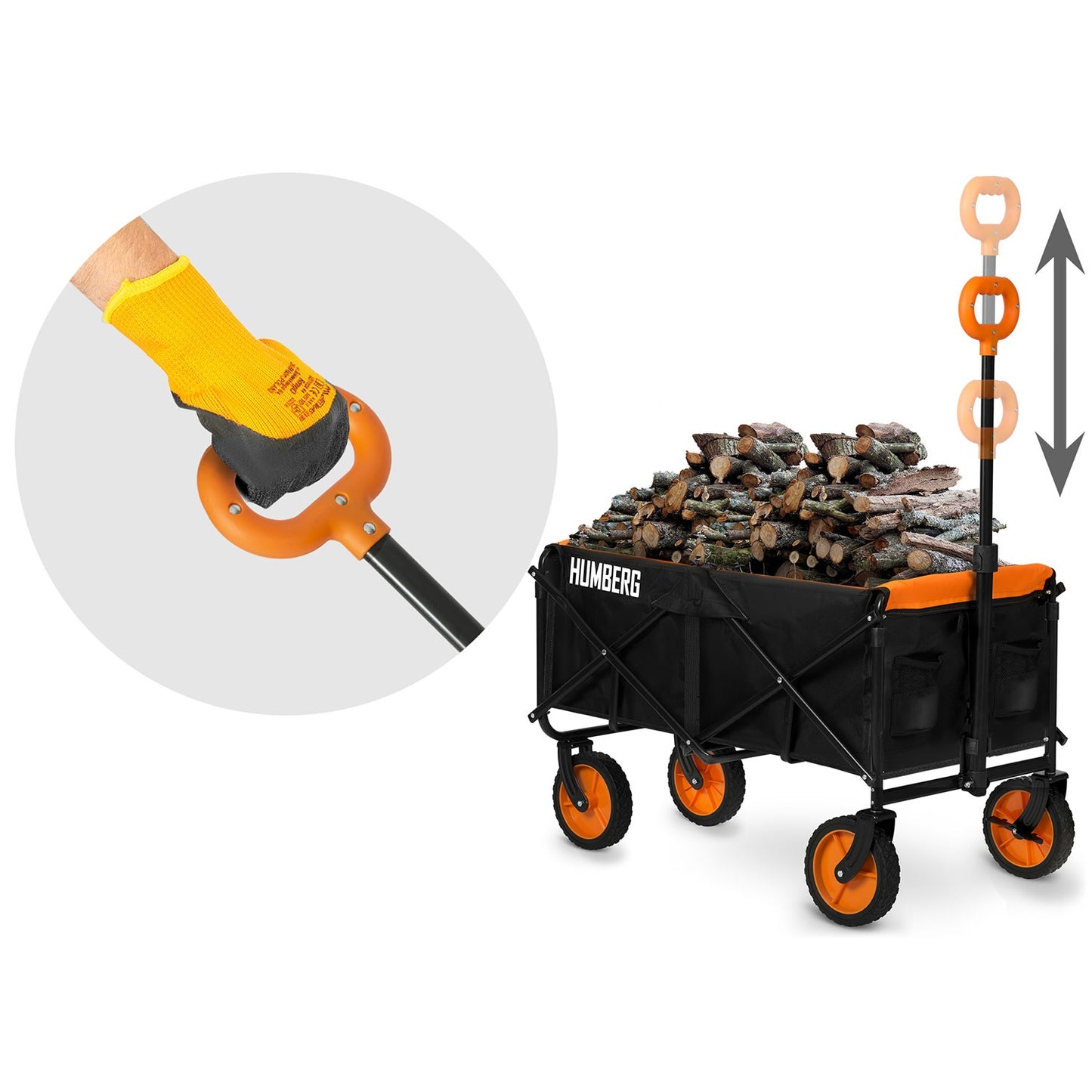 Folding Transport Cart with Mesh, 100L Capacity