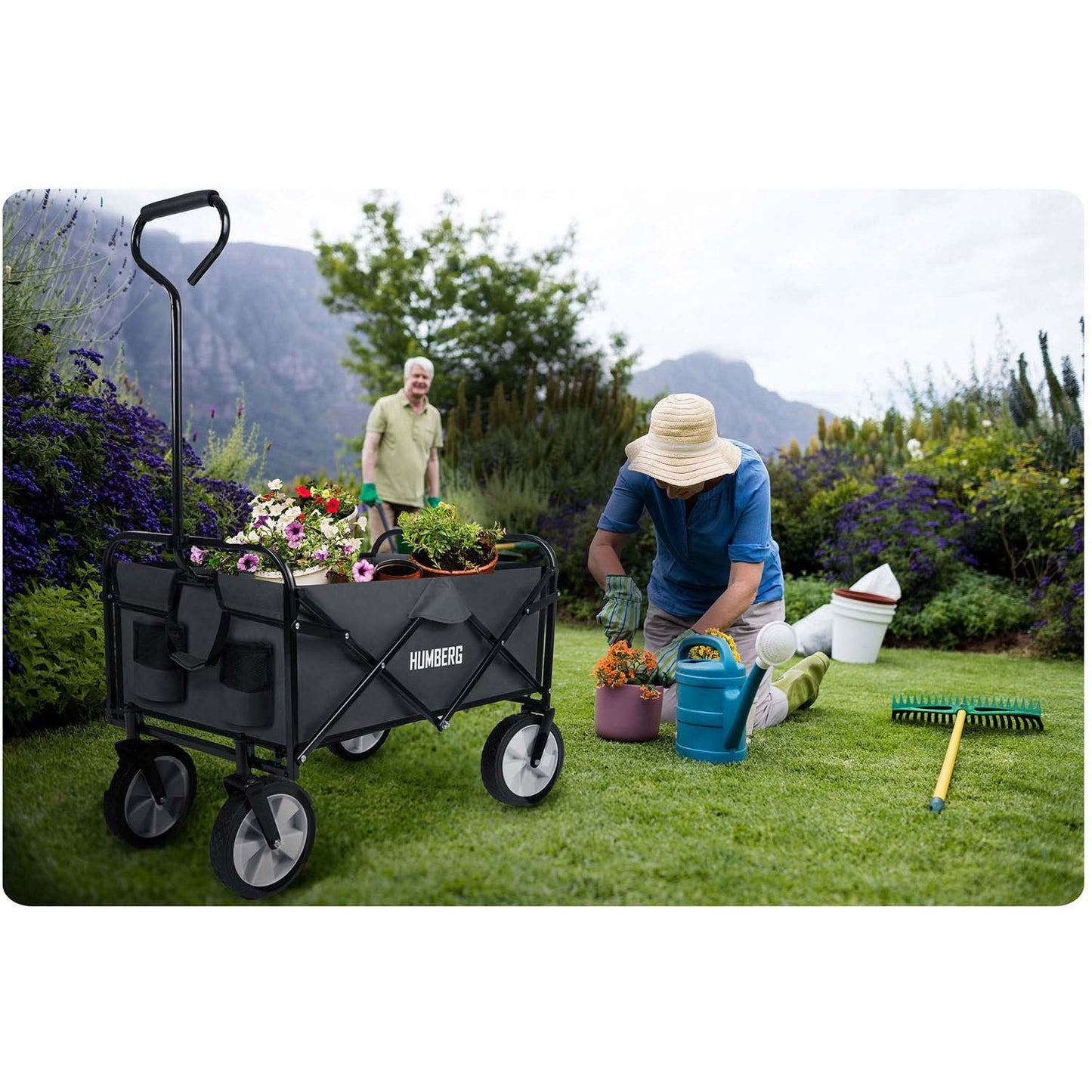 Folding Transport Cart with Mesh, 80L Capacity