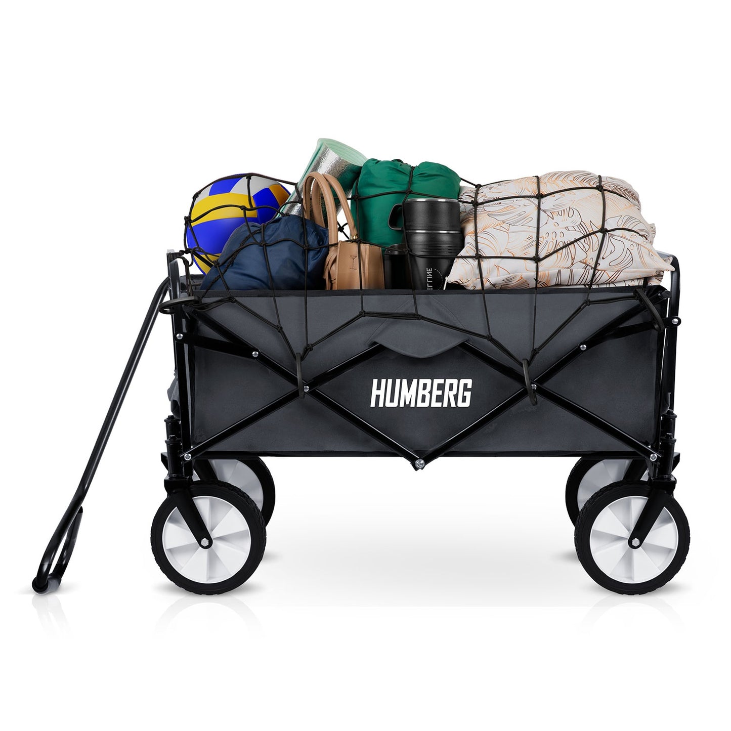 Folding Transport Cart with Mesh, 80L Capacity