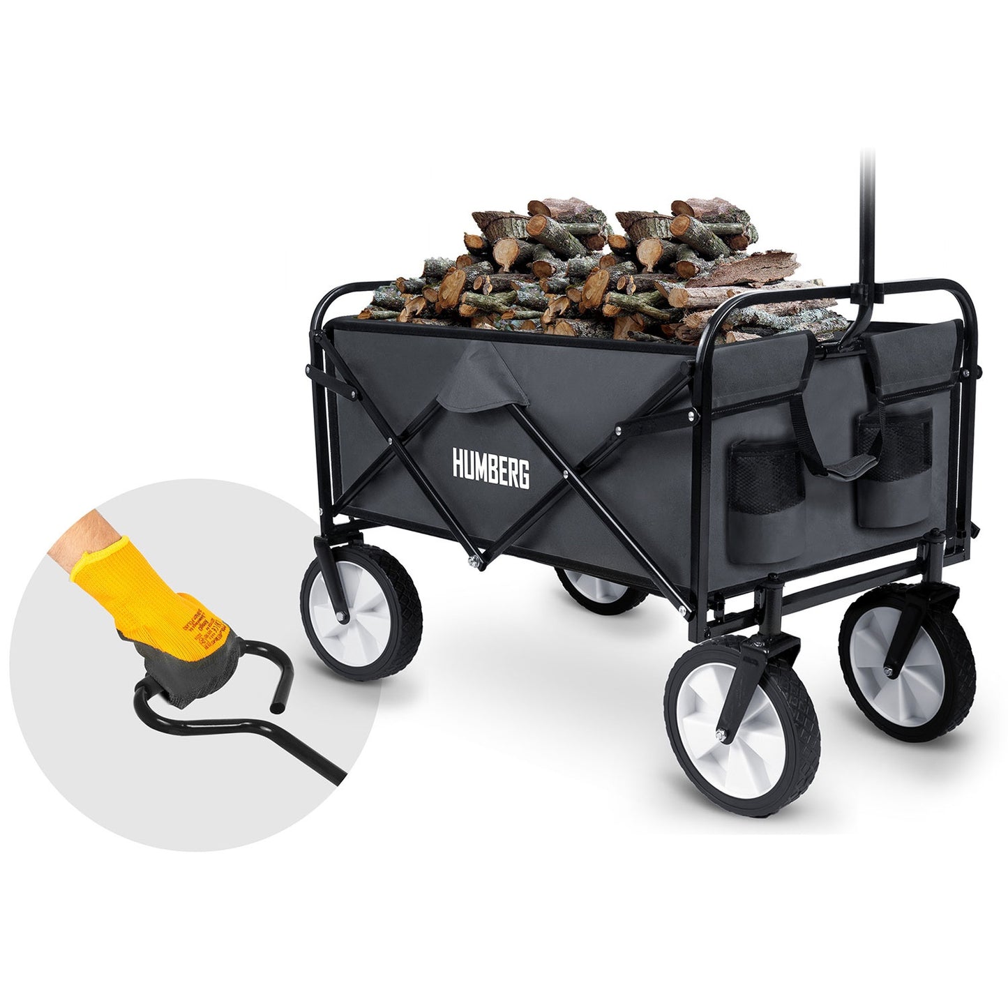 Folding Transport Cart with Mesh, 80L Capacity