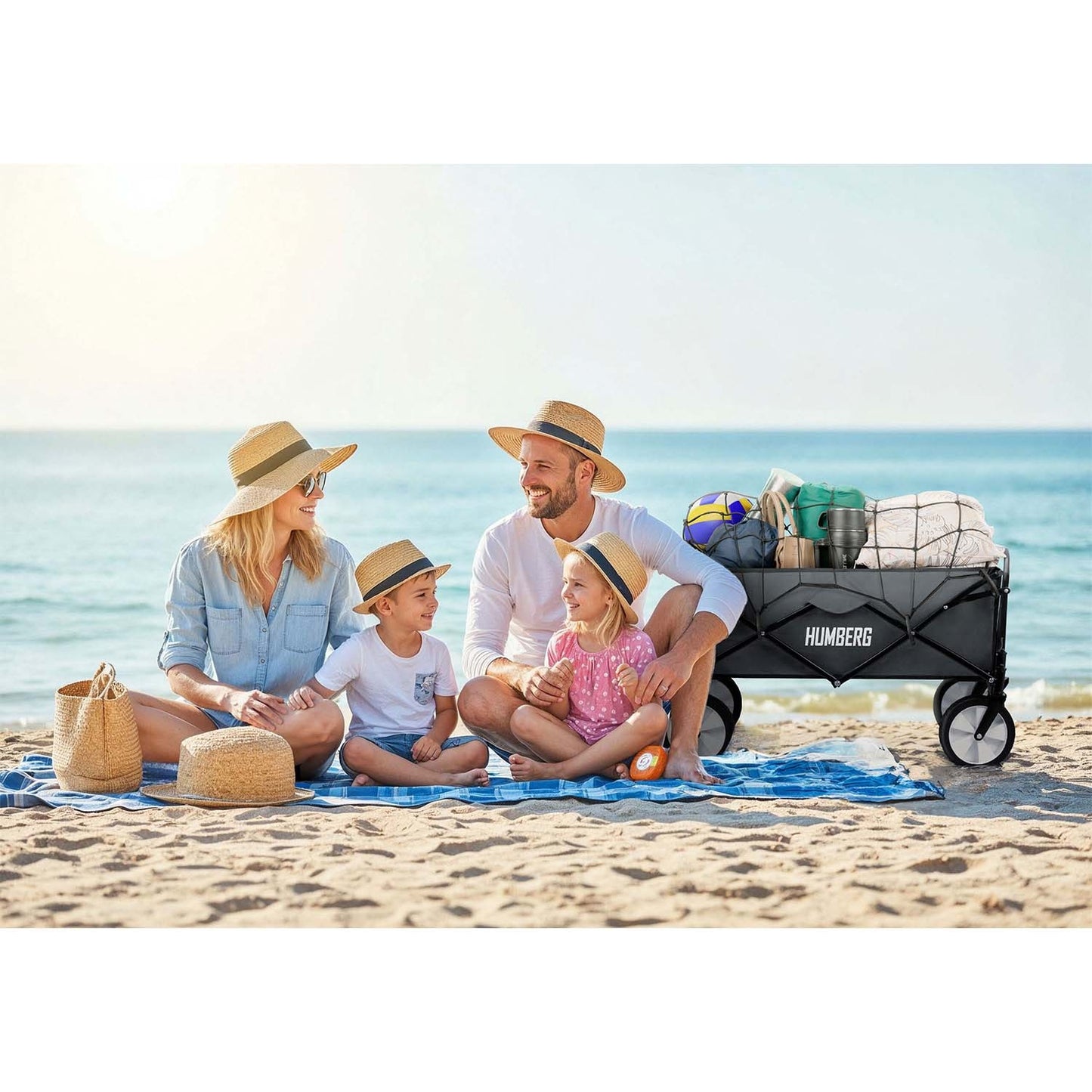 Folding Transport Cart with Mesh, 80L Capacity
