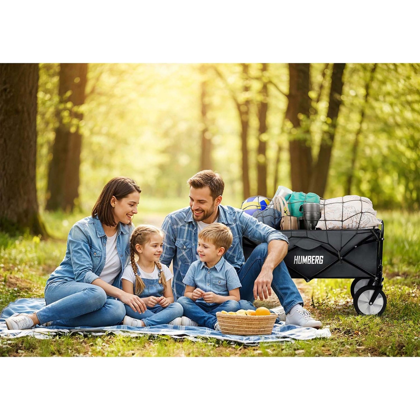 Folding Transport Cart with Mesh, 80L Capacity