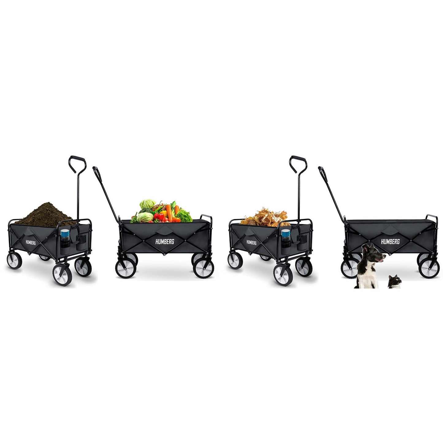 Folding Transport Cart with Mesh, 80L Capacity