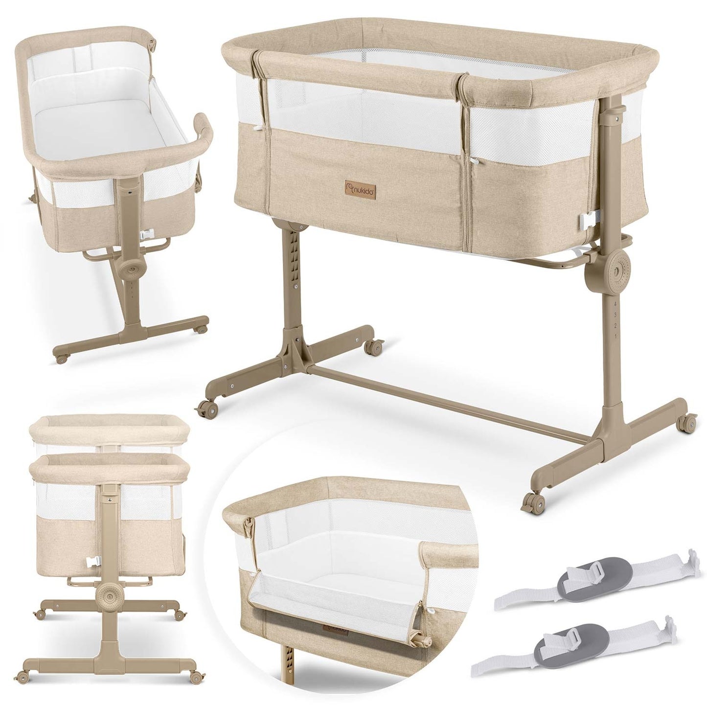 Folding Travel Baby Crib with Co-Sleeper Feature