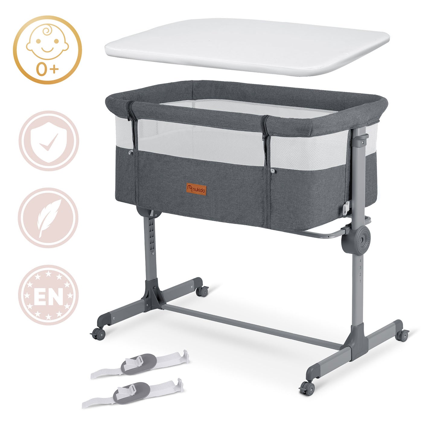 Folding Travel Baby Crib with Co-Sleeper Feature