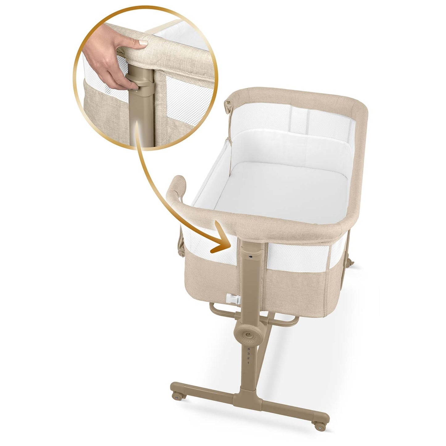 Folding Travel Baby Crib with Co-Sleeper Feature