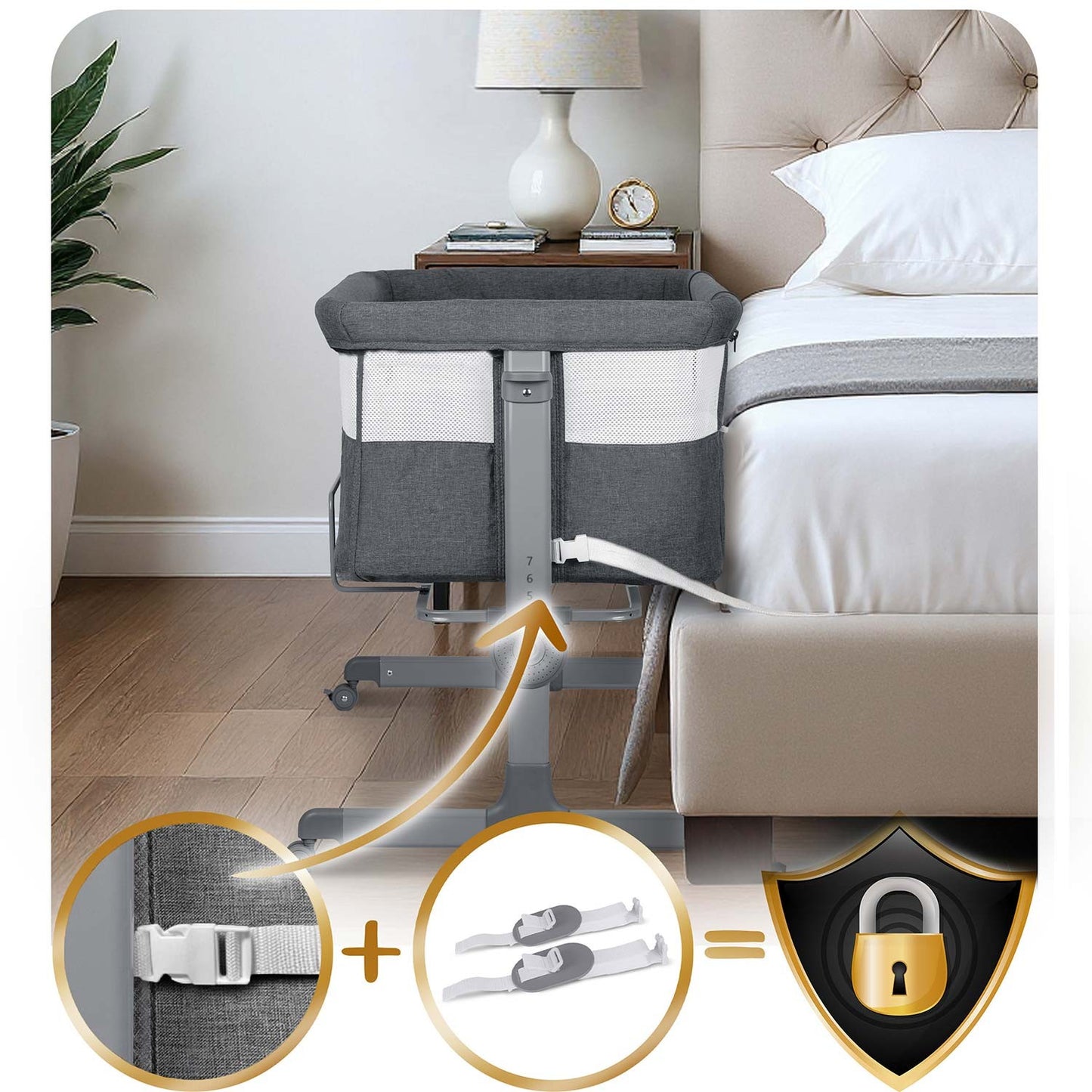 Folding Travel Baby Crib with Co-Sleeper Feature