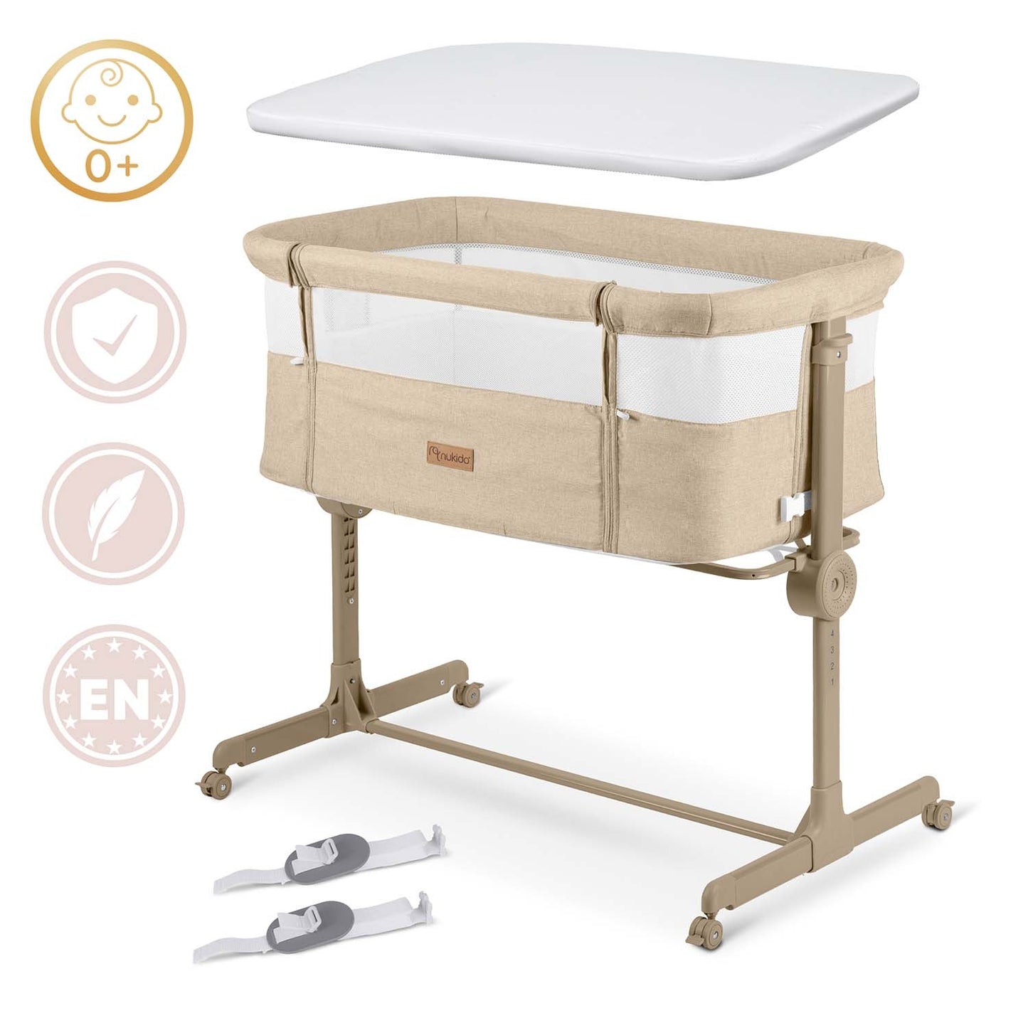 Folding Travel Baby Crib with Co-Sleeper Feature