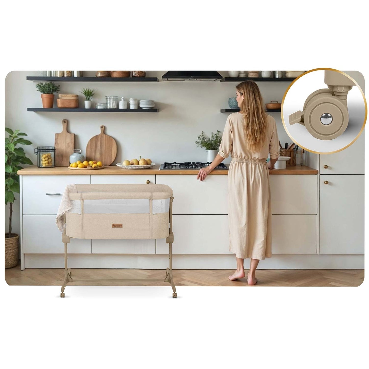 Folding Travel Baby Crib with Co-Sleeper Feature