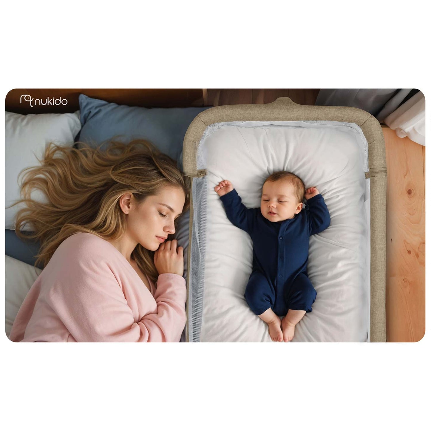 Folding Travel Baby Crib with Co-Sleeper Feature
