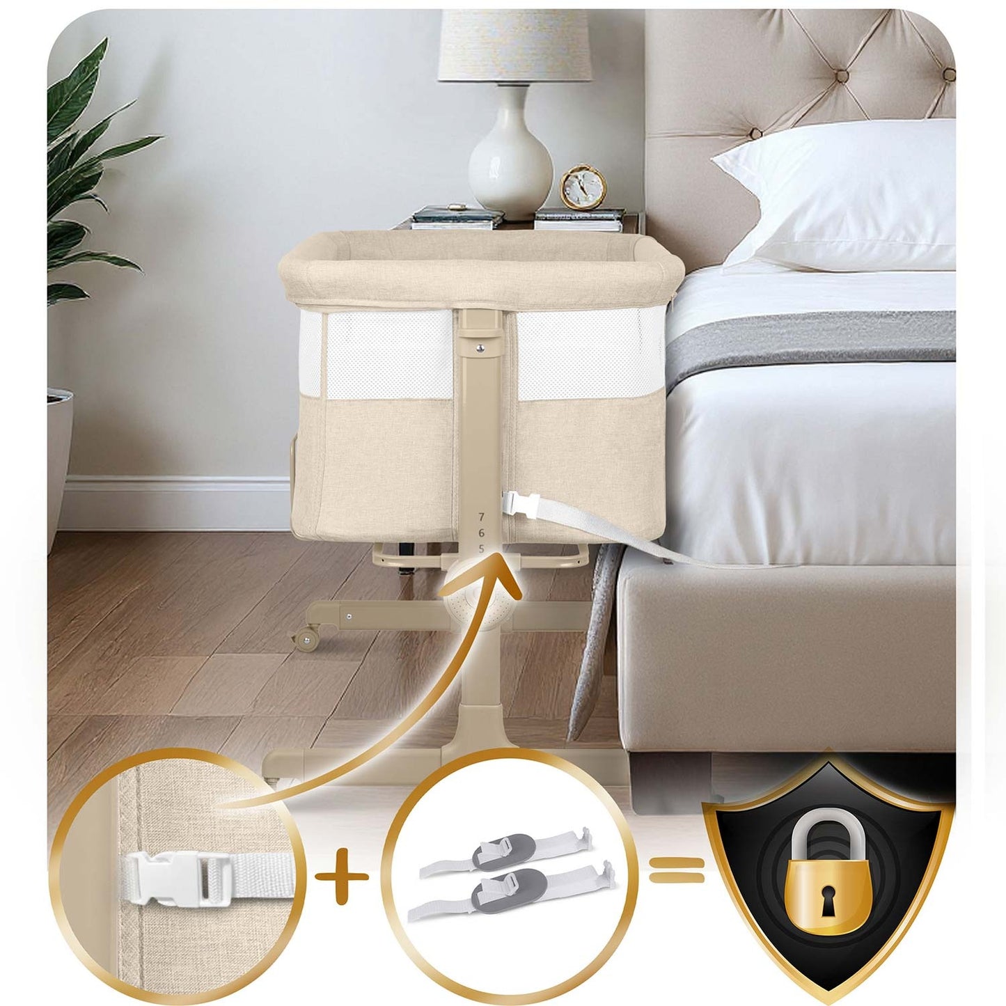 Folding Travel Baby Crib with Co-Sleeper Feature