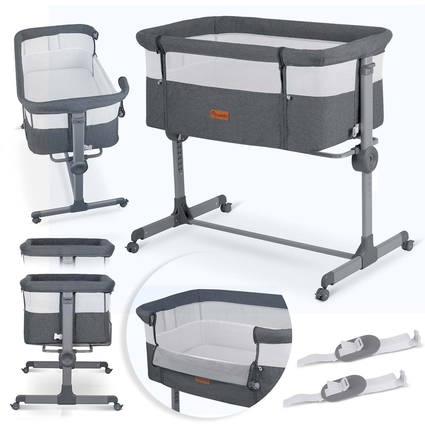 Folding Travel Baby Crib with Co-Sleeper Feature