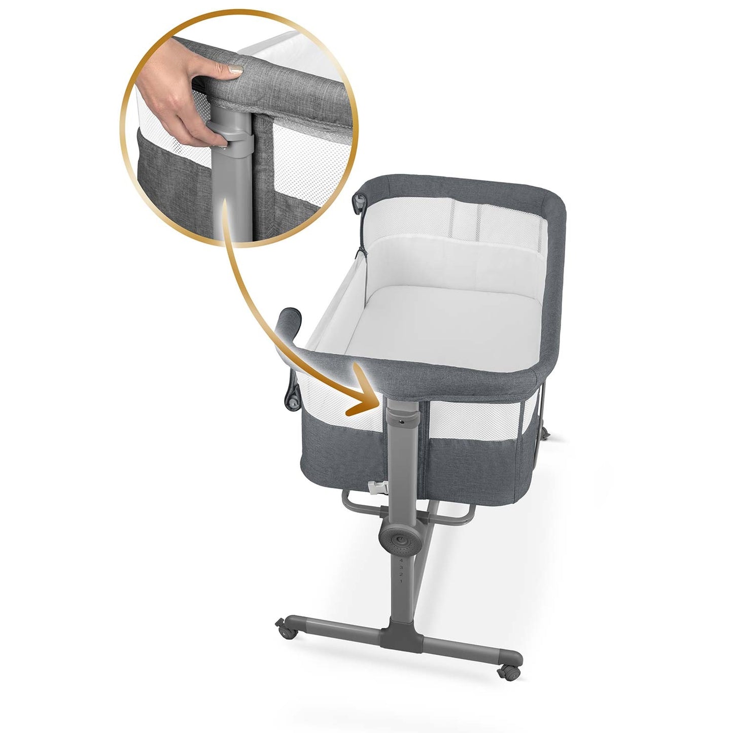 Folding Travel Baby Crib with Co-Sleeper Feature
