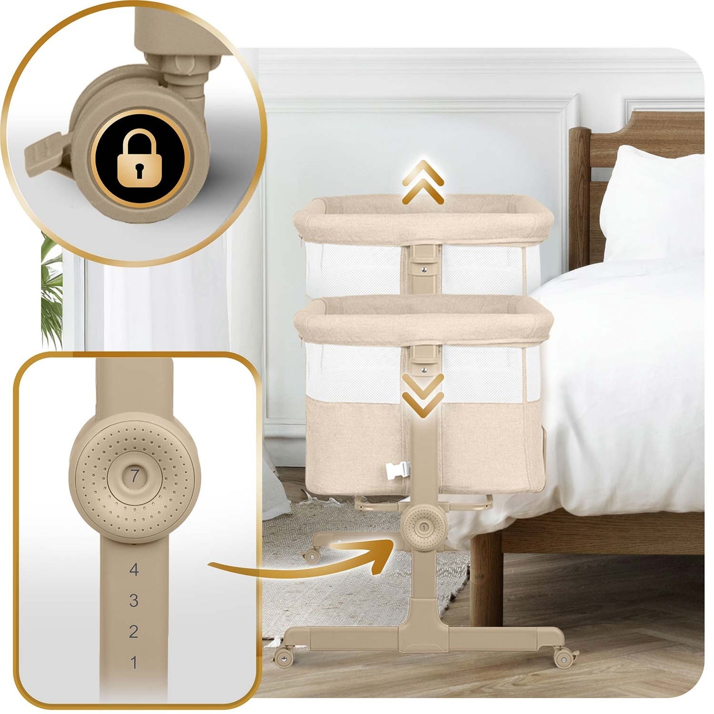 Folding Travel Baby Crib with Co-Sleeper Feature