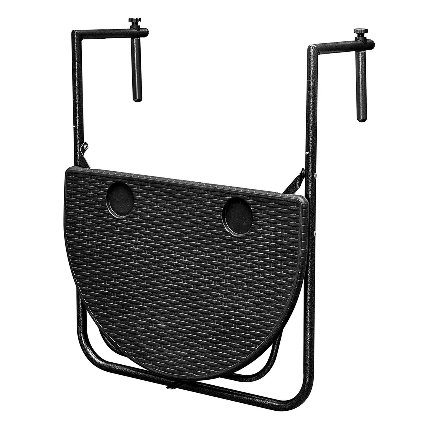 Folding balcony table, suspended on a railing, black