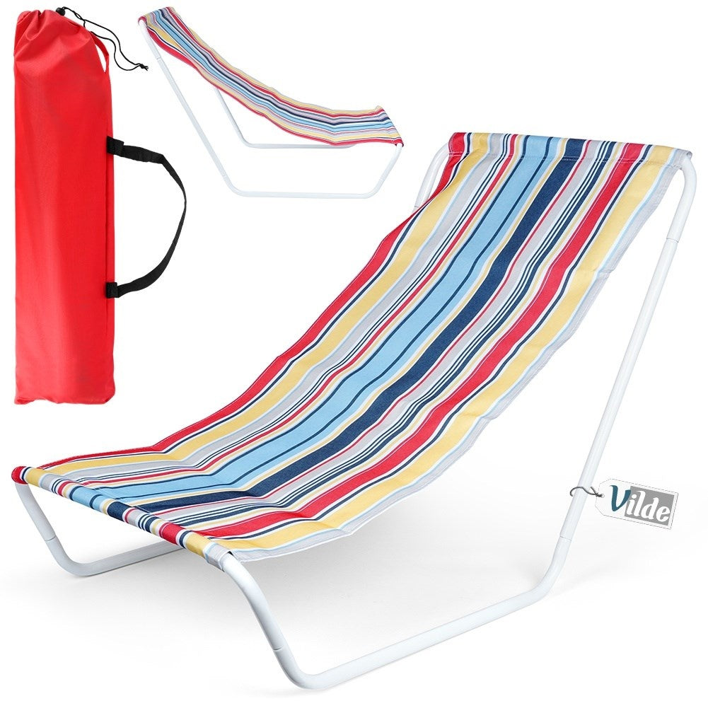 Folding beach chair with metal, comfort and handle bag
