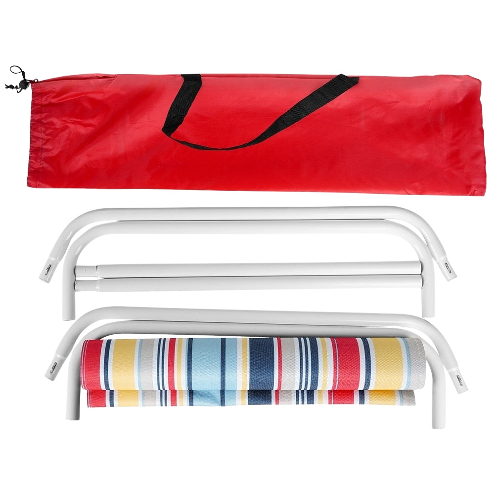 Folding beach chair with metal, comfort and handle bag