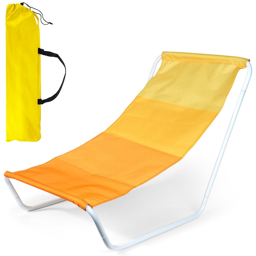 Folding beach chair with metal frame and carry bag