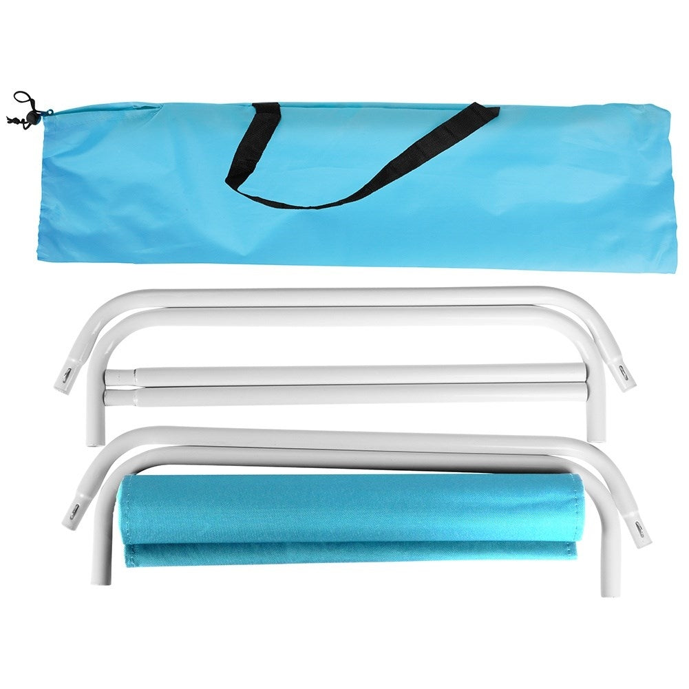 Folding beach chair with metal frame and carry bag