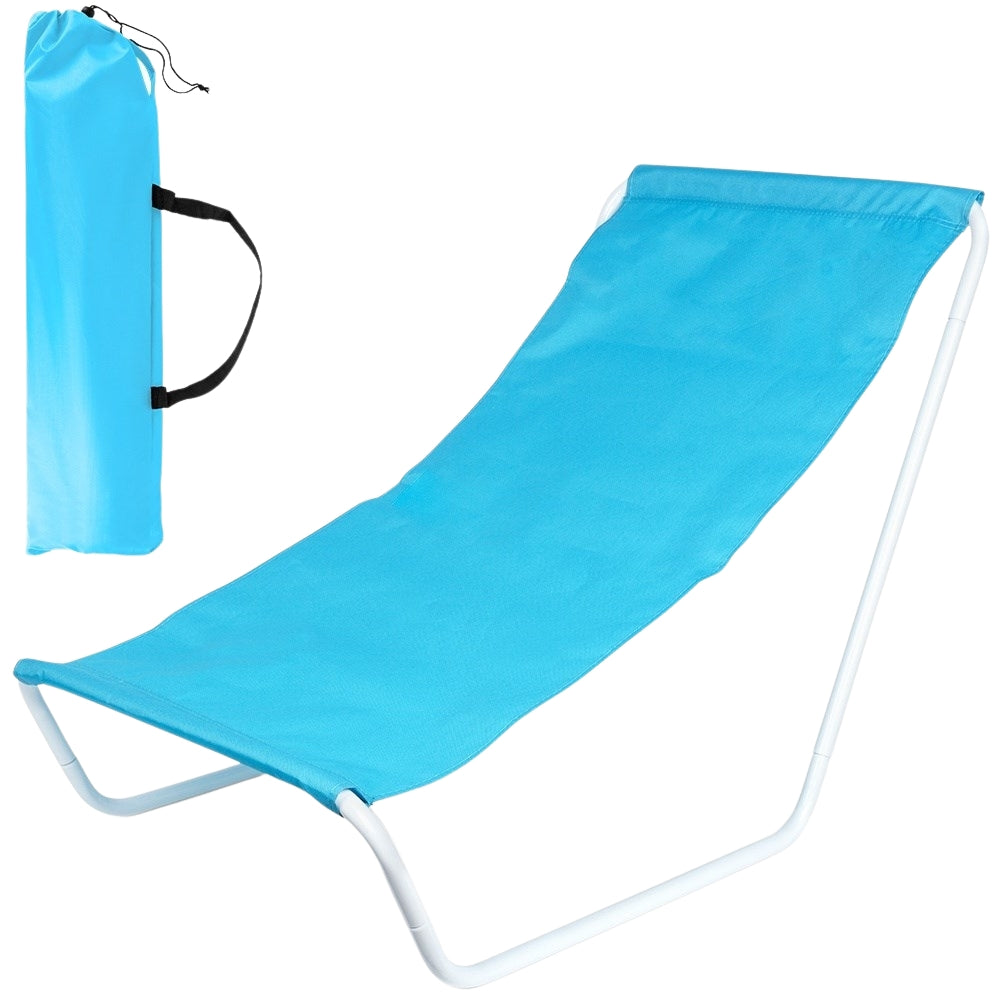 Folding beach chair with metal frame and carry bag