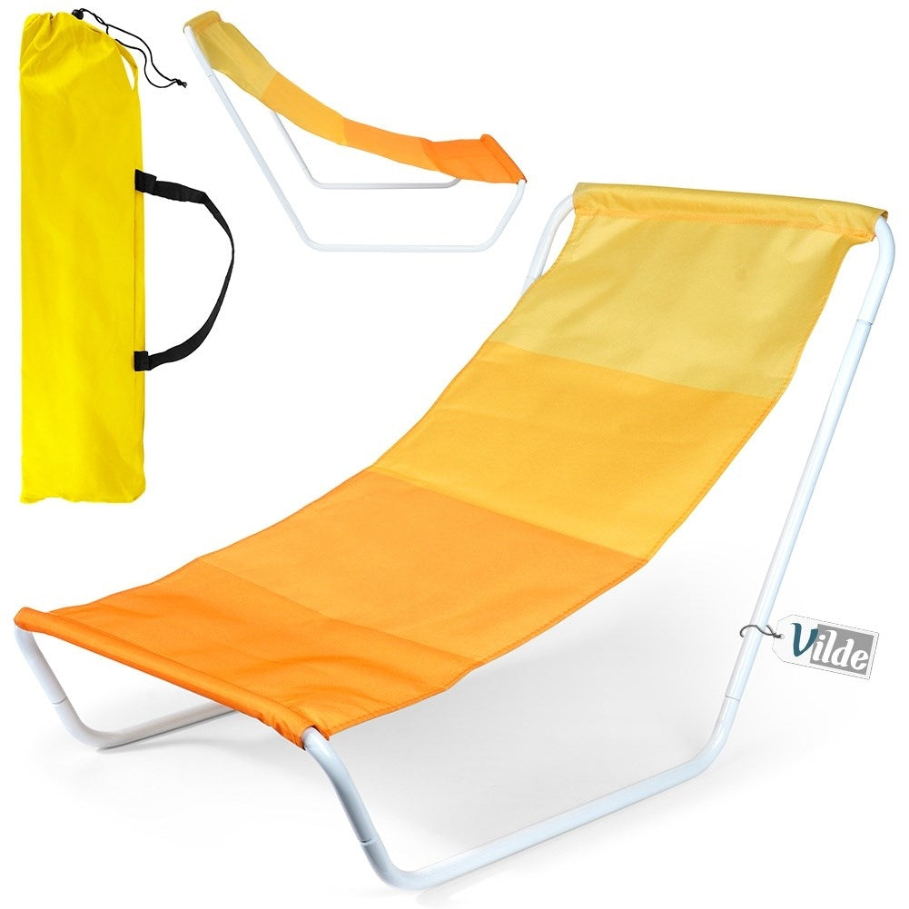 Folding beach chair with metal frame and carry bag